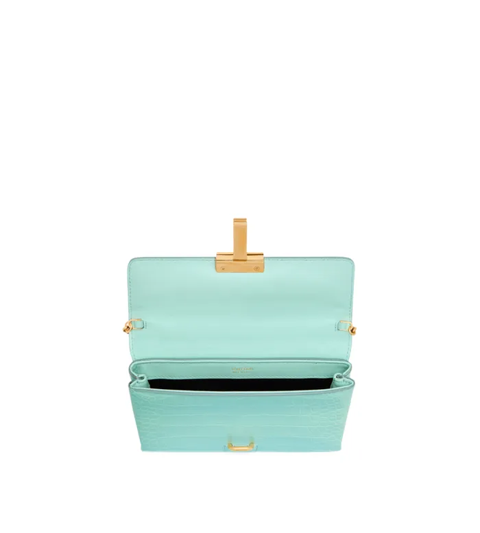 Women Shoulder Bags Tom Ford Shiny Stamped Crocodile Leather Monarch Mini Bag Pastel Turquoise Women Shoulder Bags Tom Ford Shiny Stamped Crocodile Leather Monarch Mini Bag Pastel Turquoise