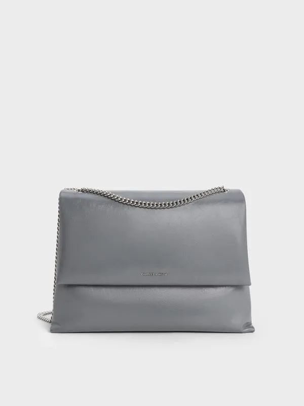 Women Sianna ChainHandle Shoulder Bag 8211 Grey CHARLES and KEITH Slouchy Bags Women Sianna ChainHandle Shoulder Bag 8211 Grey CHARLES and KEITH Slouchy Bags