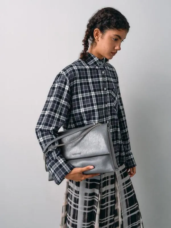Women Sianna ChainHandle Shoulder Bag 8211 Grey CHARLES and KEITH Slouchy Bags