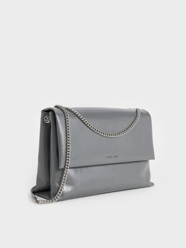 Women Sianna ChainHandle Shoulder Bag 8211 Grey CHARLES and KEITH Slouchy Bags