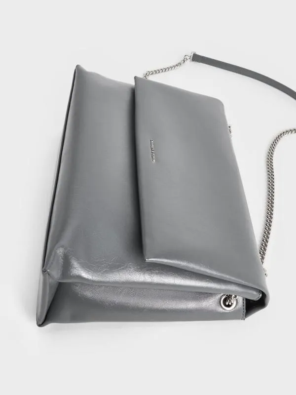 Women Sianna ChainHandle Shoulder Bag 8211 Grey CHARLES and KEITH Slouchy Bags