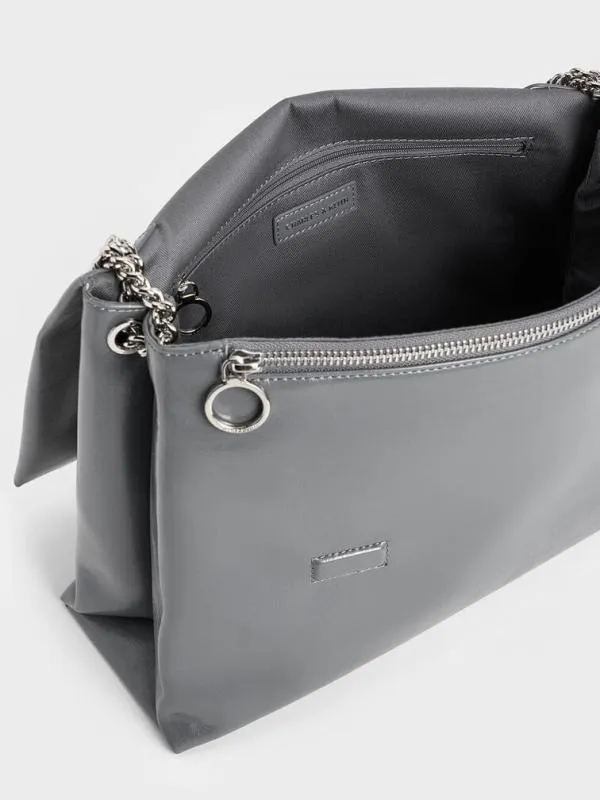 Women Sianna ChainHandle Shoulder Bag 8211 Grey CHARLES and KEITH Slouchy Bags
