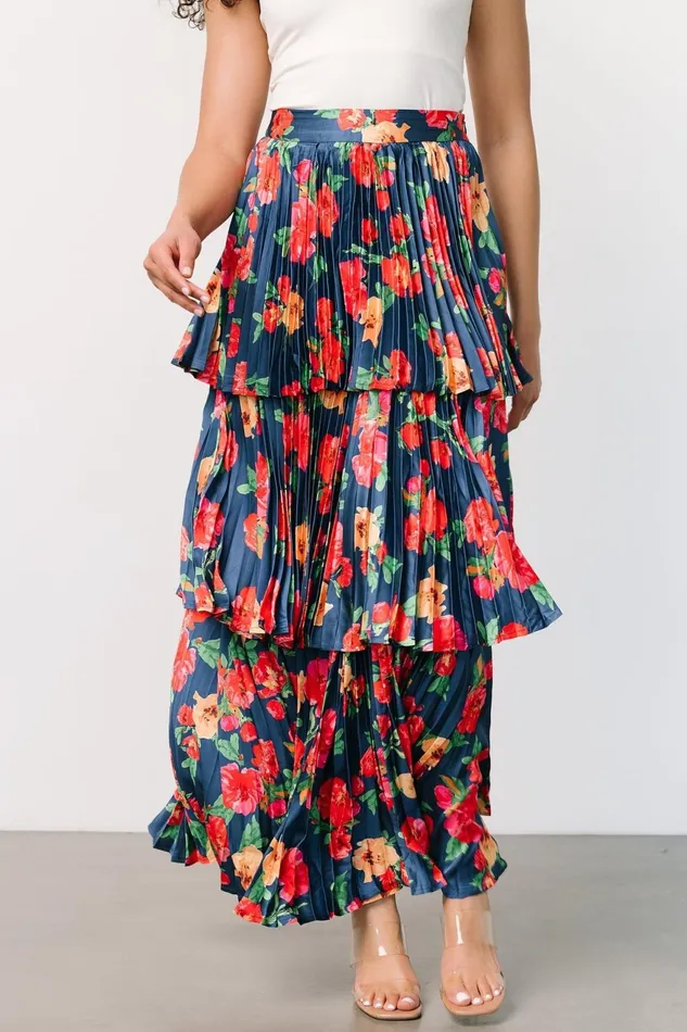 Women Skirts Baltic Born Alaina Tiered Maxi Skirt Navy Floral Women Skirts Baltic Born Alaina Tiered Maxi Skirt Navy Floral