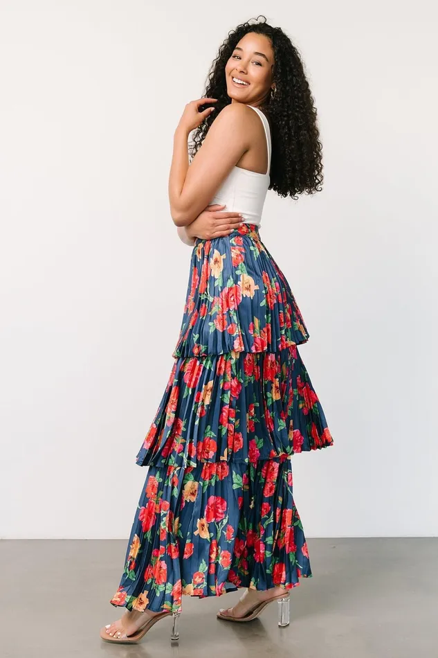 Women Skirts Baltic Born Alaina Tiered Maxi Skirt Navy Floral Women Skirts Baltic Born Alaina Tiered Maxi Skirt Navy Floral