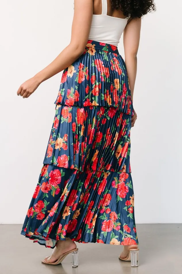 Women Skirts Baltic Born Alaina Tiered Maxi Skirt Navy Floral Women Skirts Baltic Born Alaina Tiered Maxi Skirt Navy Floral