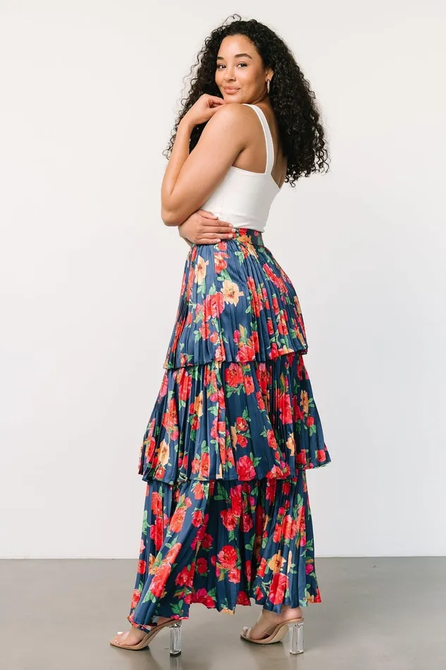 Women Skirts Baltic Born Alaina Tiered Maxi Skirt Navy Floral Women Skirts Baltic Born Alaina Tiered Maxi Skirt Navy Floral