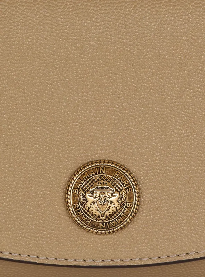 Women Small Leather Goods Balmain Emblegraveme Grained Calfskin Clutch Brown