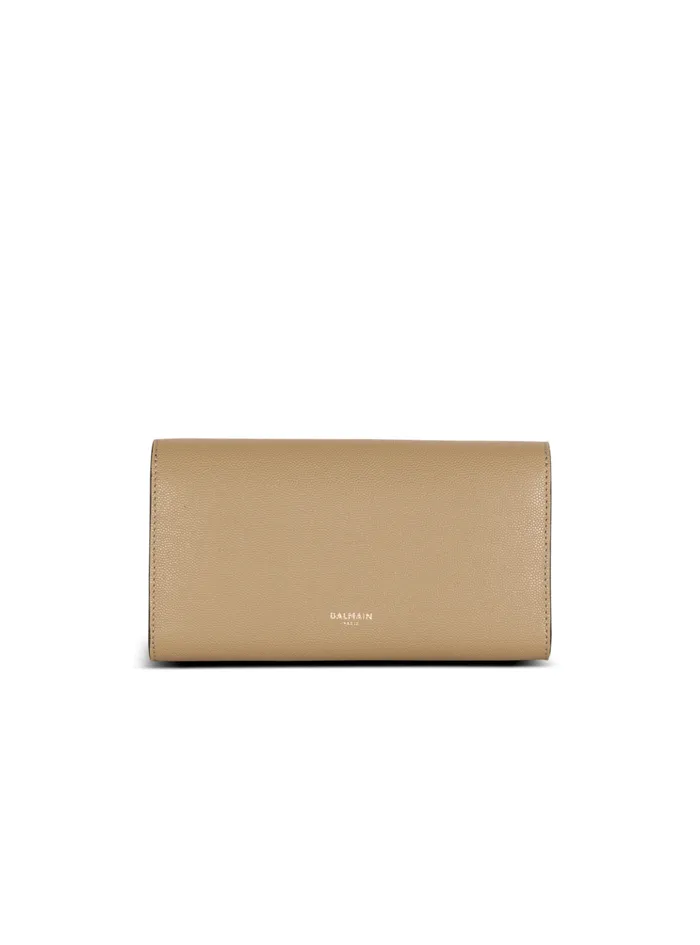 Women Small Leather Goods Balmain Emblegraveme Grained Calfskin Clutch Brown