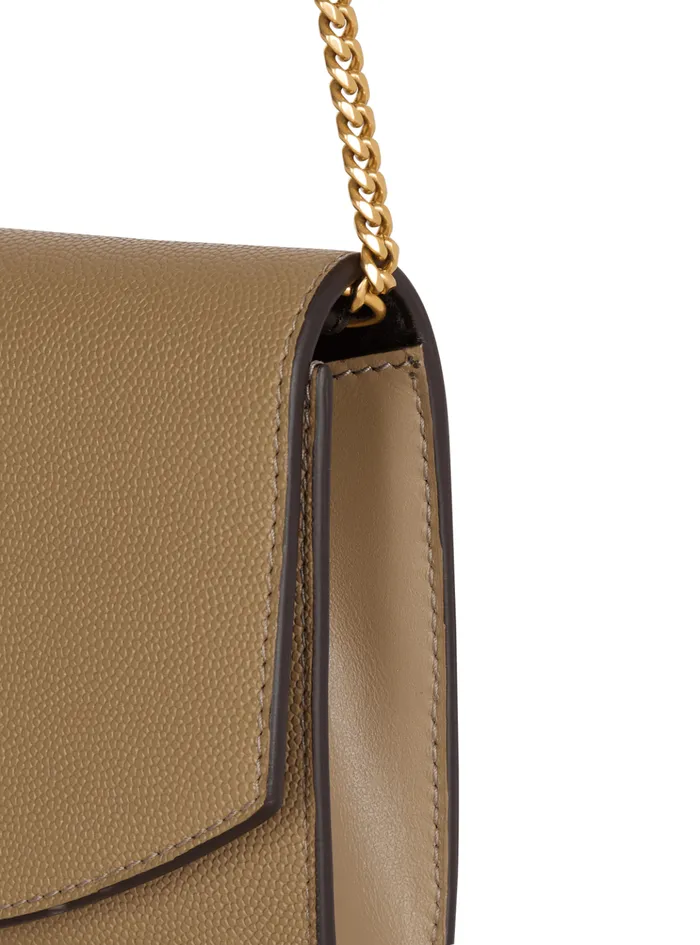 Women Small Leather Goods Balmain Emblegraveme Grained Calfskin Clutch Brown