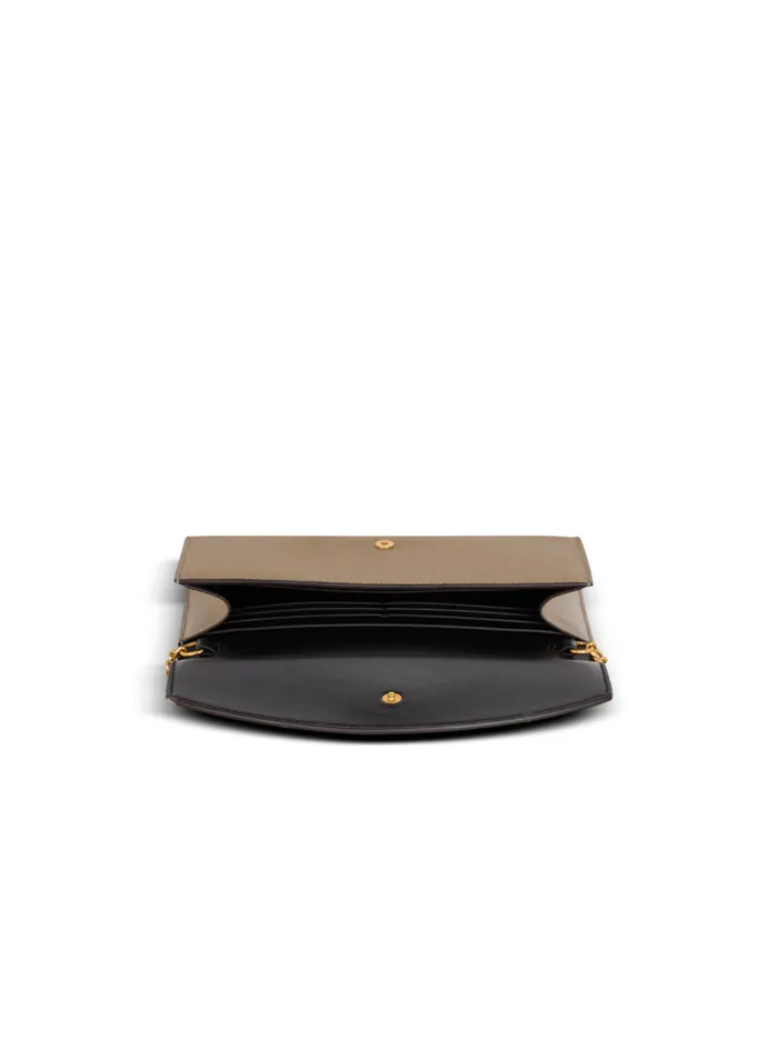 Women Small Leather Goods Balmain Emblegraveme Grained Calfskin Clutch Brown