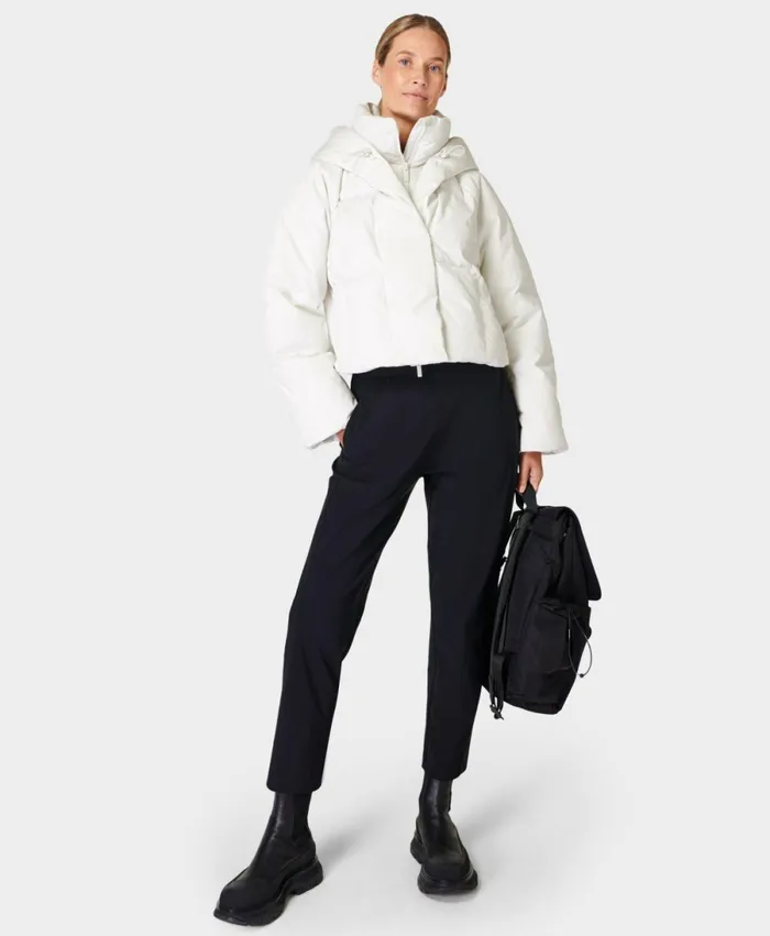 Women Snowfall Ski Puffer Jacket Lily White Sweaty Betty Coats and Jackets