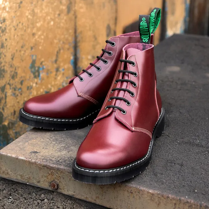 Women Solovair Astronaut Boots Oxblood HiShine 6 Eye Astronaut Boot