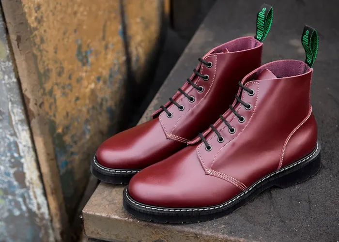 Women Solovair Astronaut Boots Oxblood HiShine 6 Eye Astronaut Boot