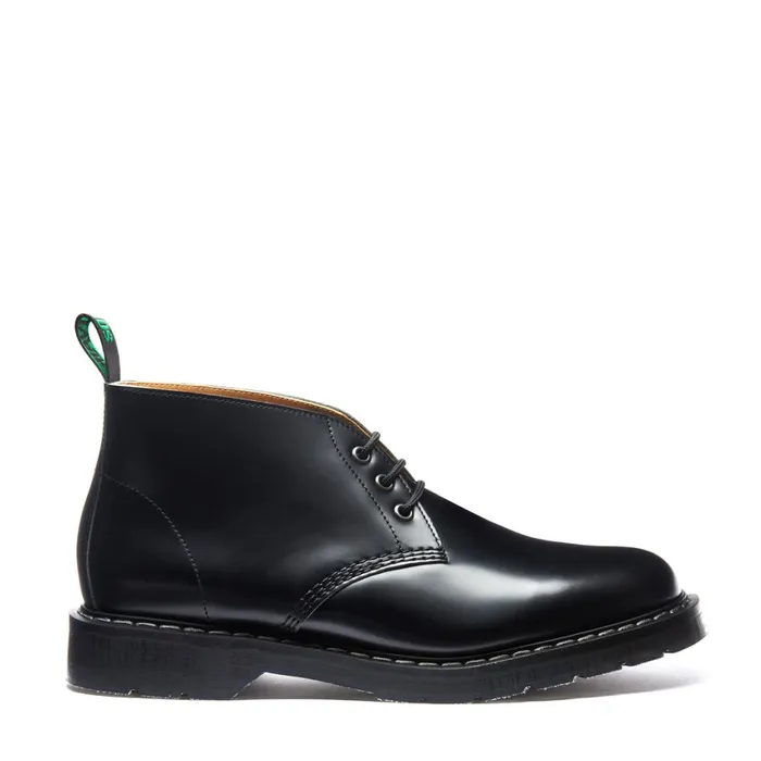 Women Solovair Chukka Boots Black HiShine 3 Eye Chukka Boot