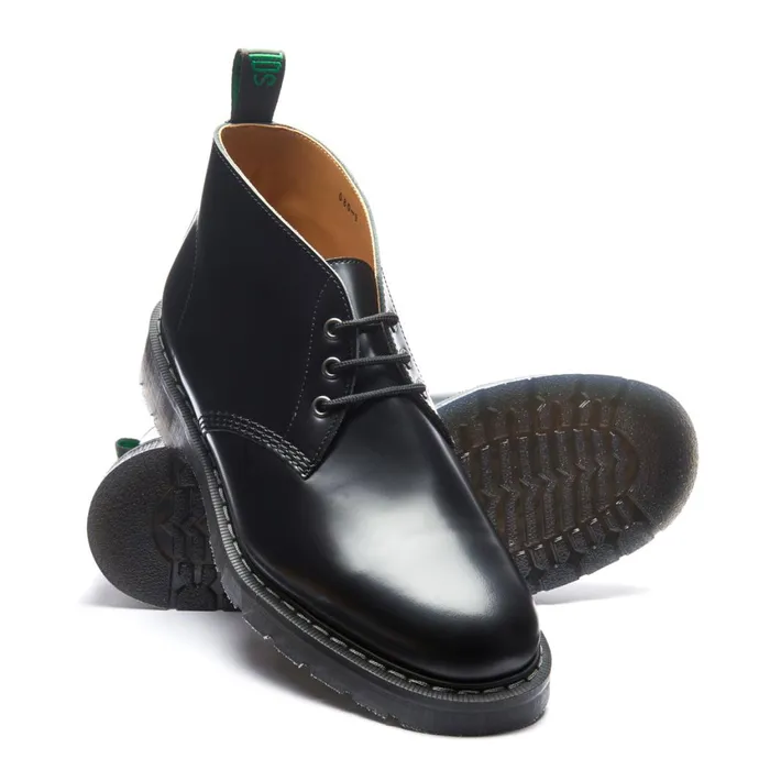 Women Solovair Chukka Boots Black HiShine 3 Eye Chukka Boot