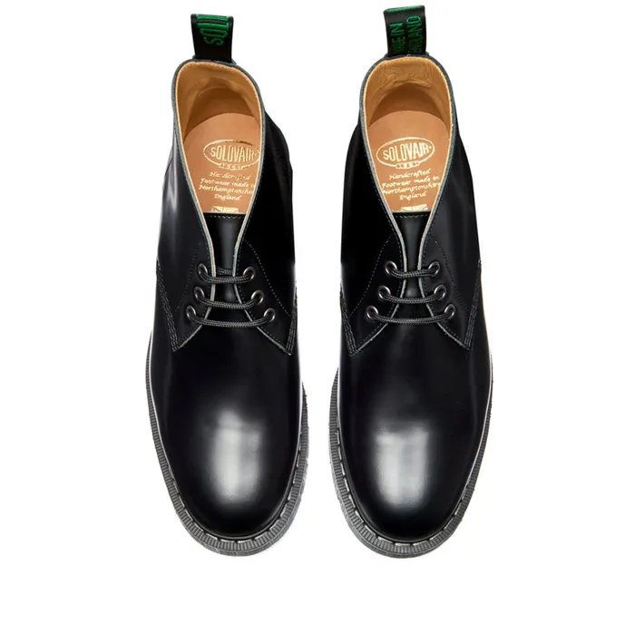 Women Solovair Chukka Boots Black HiShine 3 Eye Chukka Boot