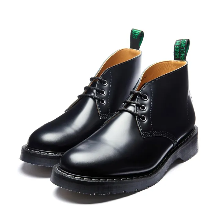 Women Solovair Chukka Boots Black HiShine 3 Eye Chukka Boot