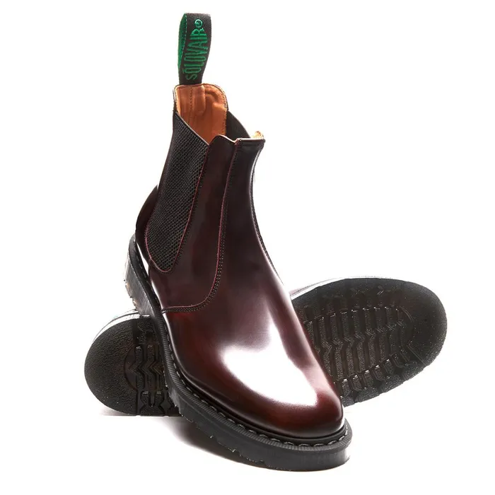 Women Solovair Dealer Boots Burgundy RubOff Dealer Boot