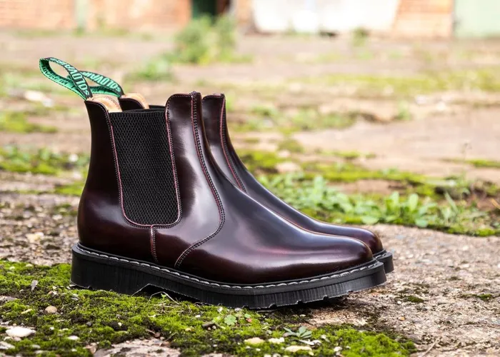 Women Solovair Dealer Boots Burgundy RubOff Dealer Boot