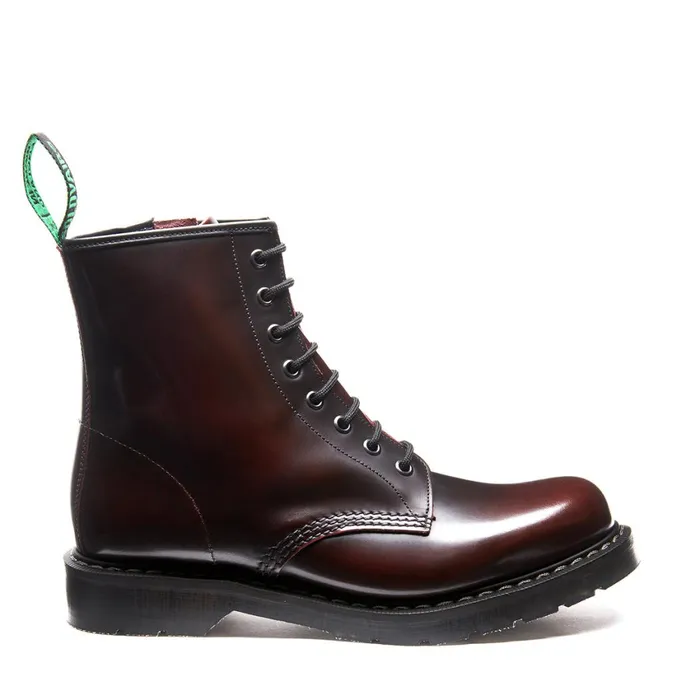 Women Solovair Derby Boots Burgundy RubOff 8 Eye Zip Derby Boot