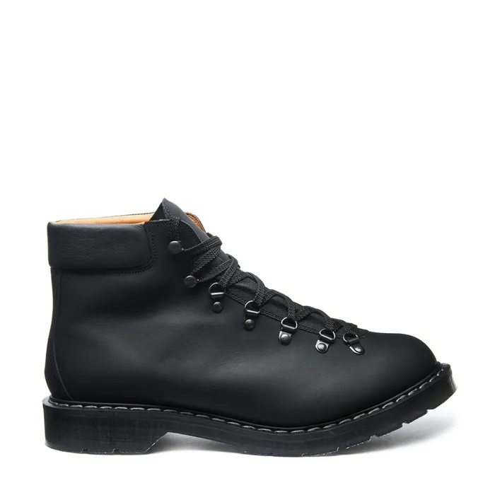 Women Solovair Hiker Boots Black Greasy Urban Hiker