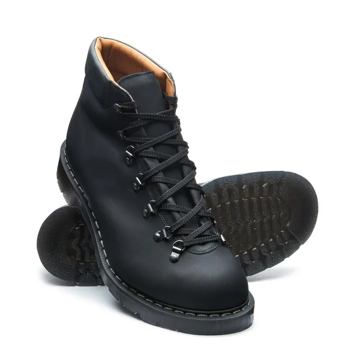 Women Solovair Hiker Boots Black Greasy Urban Hiker