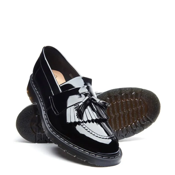 Women Solovair Loafers Black Patent Tassel Loafer