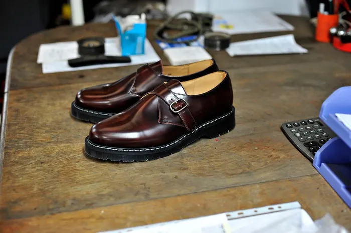 Women Solovair Monk Shoes Burgundy Single Buckle Monk Shoe
