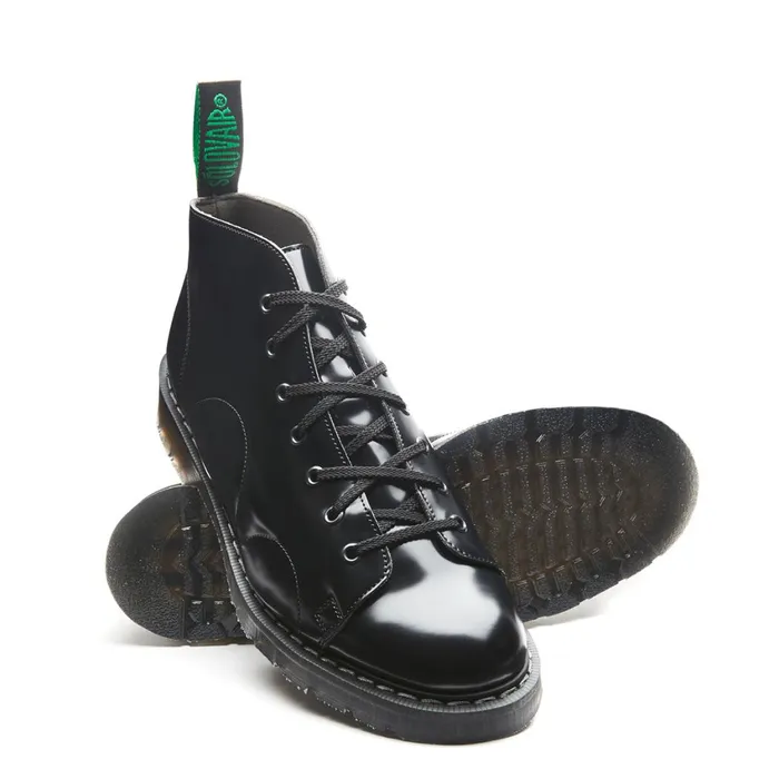 Women Solovair Monkey Boots Black Vegan HiShine Monkey Boot