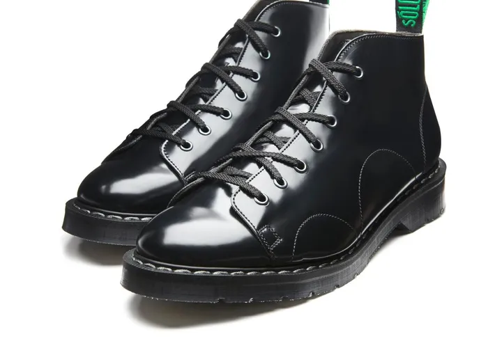 Women Solovair Monkey Boots Black Vegan HiShine Monkey Boot