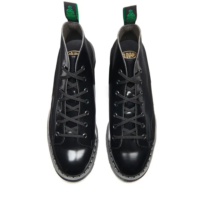 Women Solovair Monkey Boots Black Vegan HiShine Monkey Boot