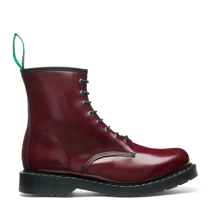 Women Solovair Vegan Boots Merlot Vegan HiShine 8 Eye Derby Boot