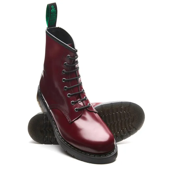 Women Solovair Vegan Boots Merlot Vegan HiShine 8 Eye Derby Boot