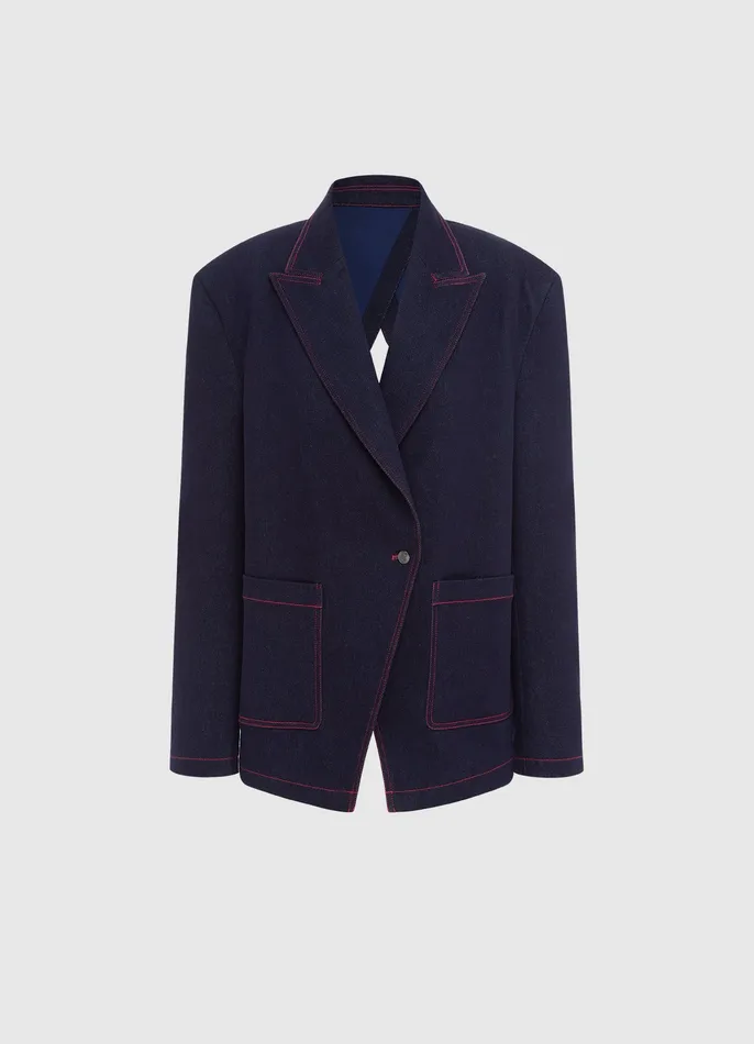 Women Suiting LEO LIN Jocelyn Denim Split Blazer 8211 Indigo
