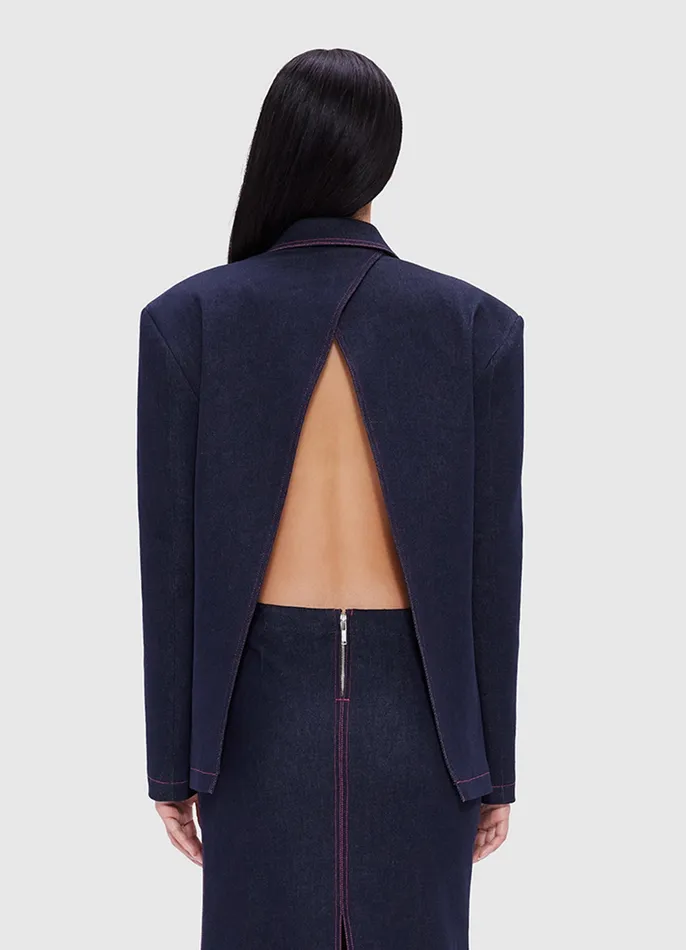 Women Suiting LEO LIN Jocelyn Denim Split Blazer 8211 Indigo
