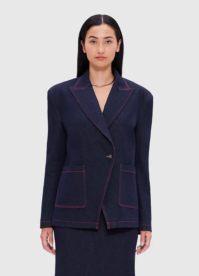 Women Suiting LEO LIN Jocelyn Denim Split Blazer 8211 Indigo