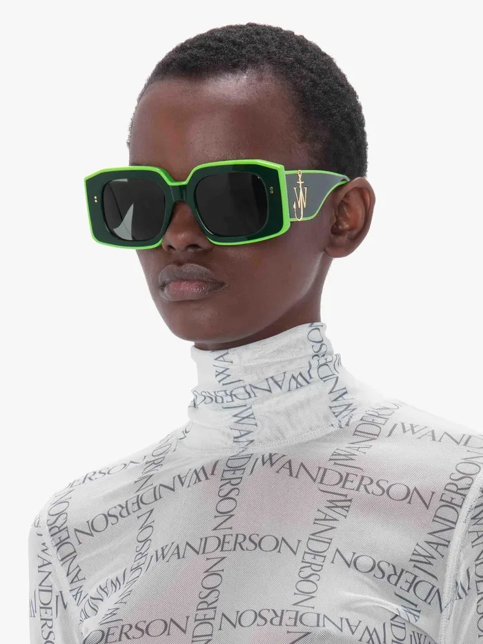 Women SUNGLASSES JW Anderson LARGE SQUARE BUMPER SUNGLASSES Khaki Women SUNGLASSES JW Anderson LARGE SQUARE BUMPER SUNGLASSES Khaki