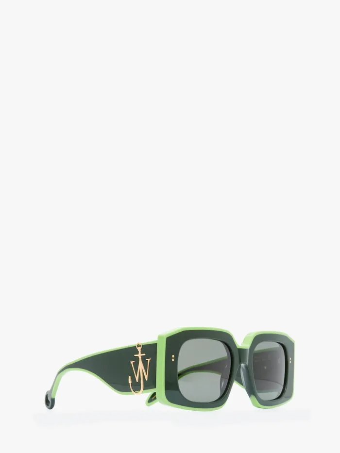 Women SUNGLASSES JW Anderson LARGE SQUARE BUMPER SUNGLASSES Khaki Women SUNGLASSES JW Anderson LARGE SQUARE BUMPER SUNGLASSES Khaki