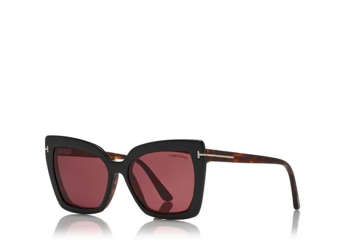 Women SUNGLASSES Tom Ford Double Clip On Blue Block Opticals Red Havana