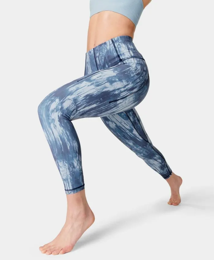 Women Super Soft 78 Yoga Leggings Blue Streak Print Sweaty Betty Yoga Pants