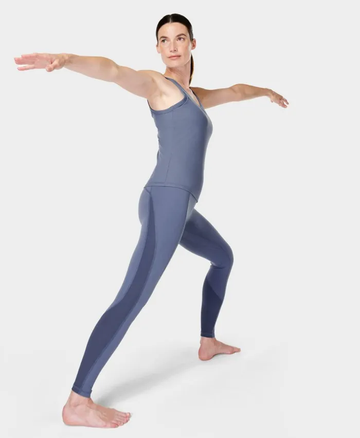 Women Super Soft Ribbed Yoga Leggings Endless Blue Sweaty Betty Pocketed