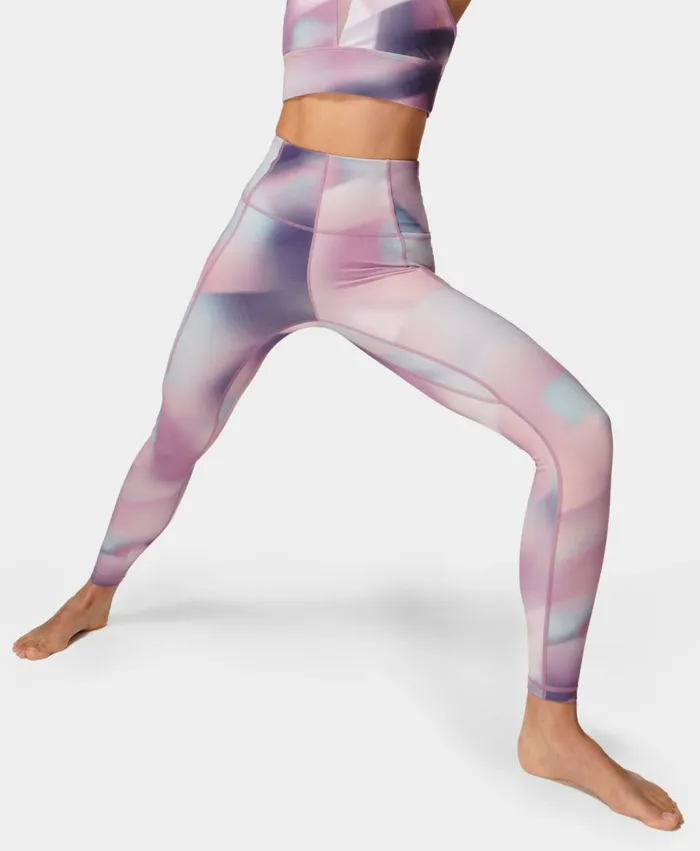 Women Super Soft Yoga Leggings Pink Spliced Gradient Print Sweaty Betty Yoga Pants