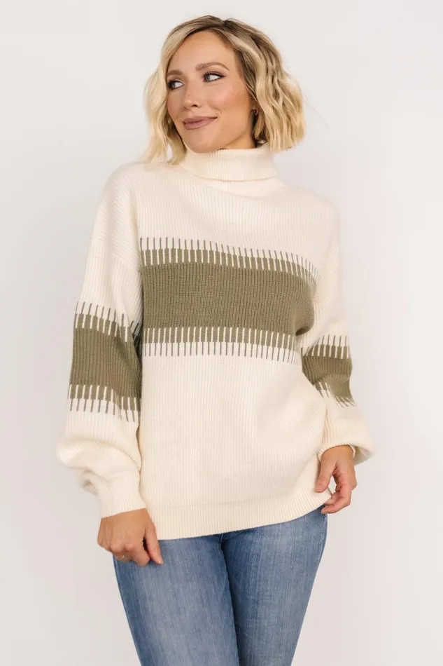 Women Sweaters Baltic Born Antonov Turtle Neck Sweater Sage Cream