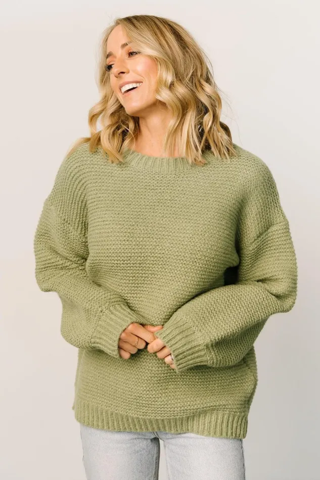 Women Sweaters Baltic Born Bentley Chunky Knit Sweater Olive Women Sweaters Baltic Born Bentley Chunky Knit Sweater Olive