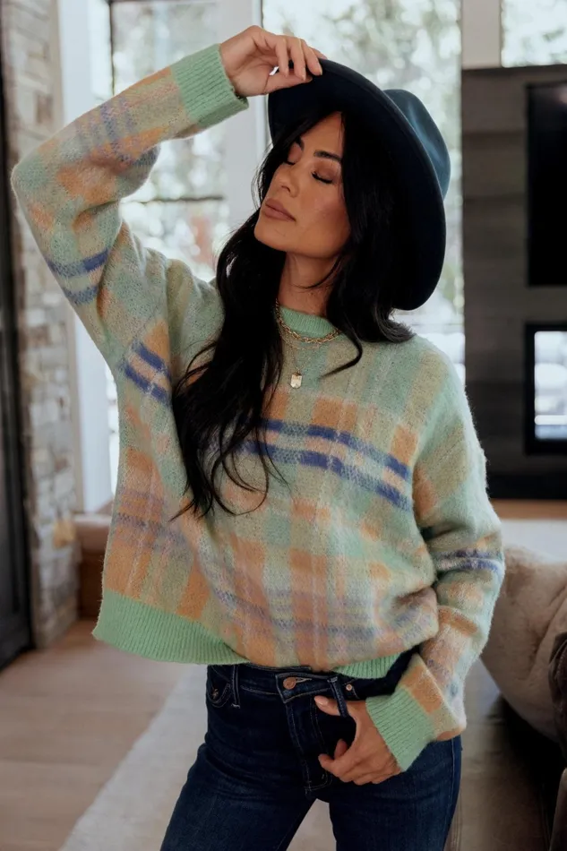 Women Sweaters Baltic Born Brentridge Plaid Sweater Green Multi