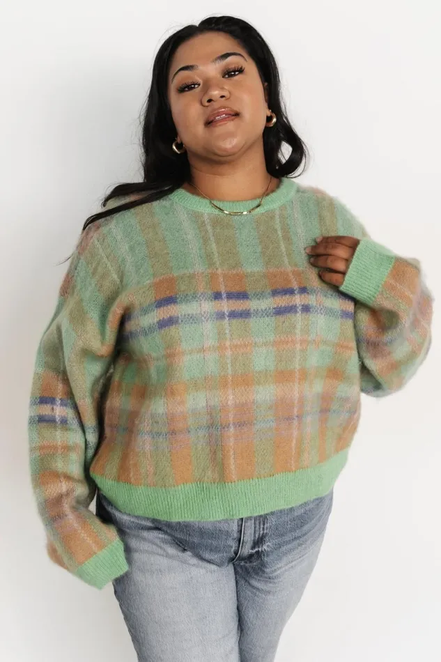 Women Sweaters Baltic Born Brentridge Plaid Sweater Green Multi