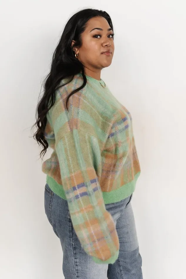 Women Sweaters Baltic Born Brentridge Plaid Sweater Green Multi