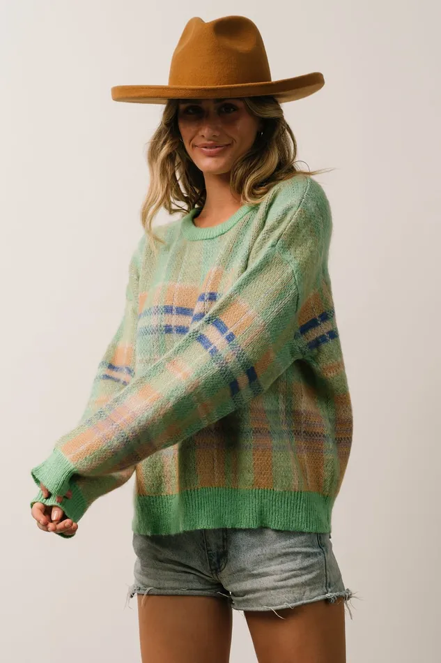 Women Sweaters Baltic Born Brentridge Plaid Sweater Green Multi