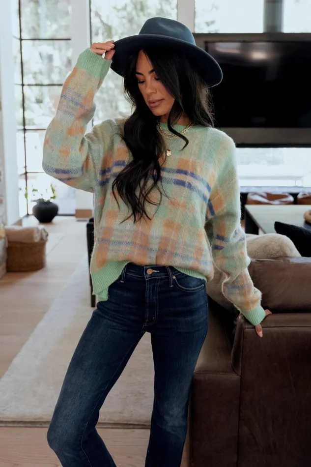 Women Sweaters Baltic Born Brentridge Plaid Sweater Green Multi