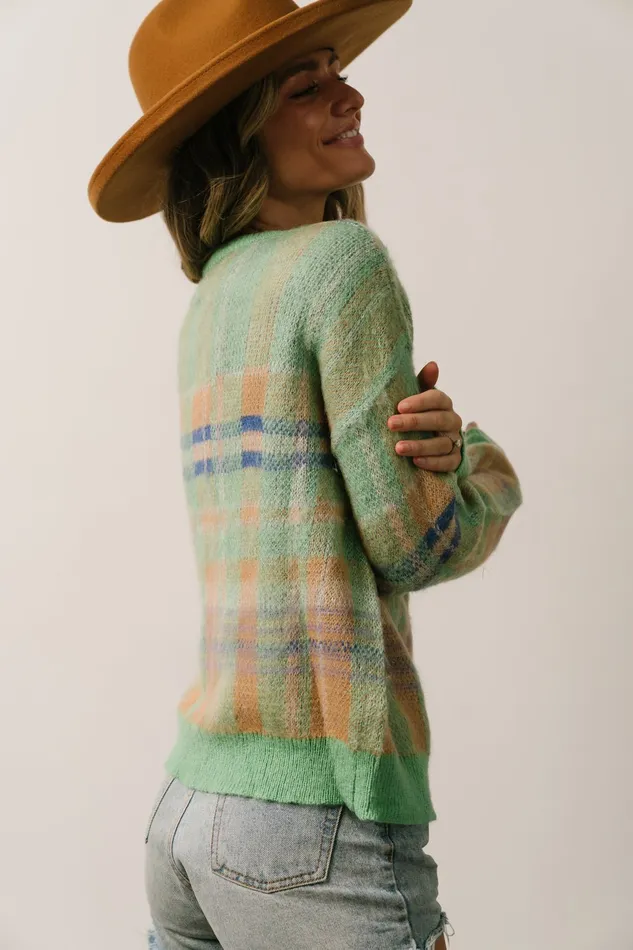 Women Sweaters Baltic Born Brentridge Plaid Sweater Green Multi